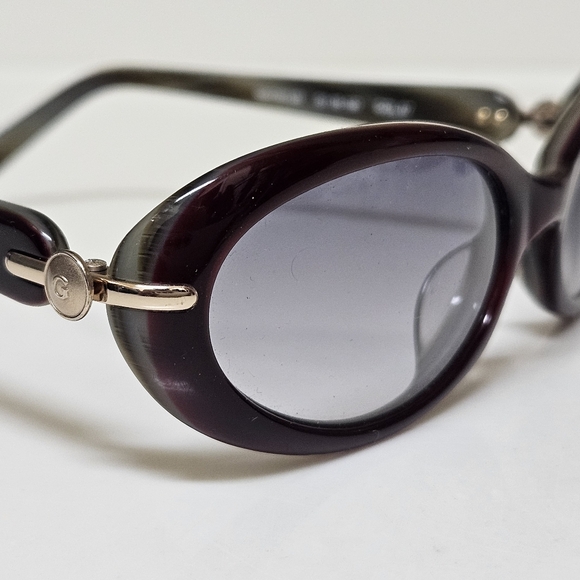 Guchini Sunglasses Burgundy Frame With Gray Gradient Lenses Gold Hardware - Picture 5 of 16